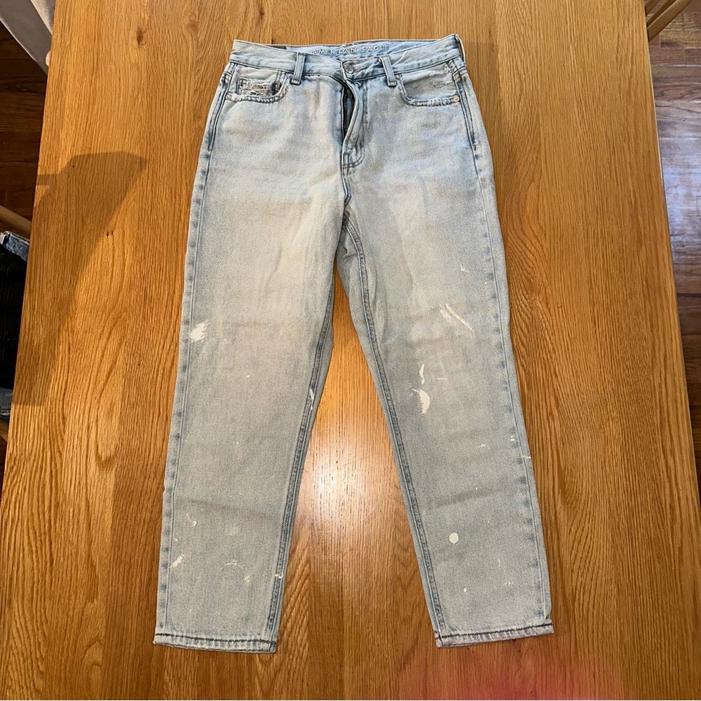 American Eagle Paint Splatter Mom Jeans